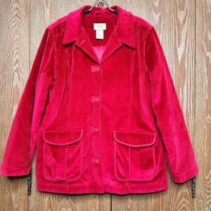 L.L.Bean Women's Pink Corduroy Jacket Thinsulate Lined Blazer 3 Button Pockets